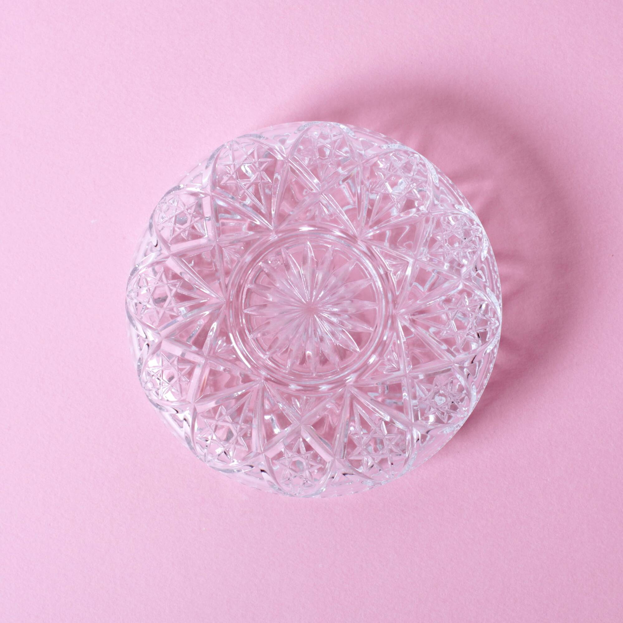 Mid-Century Pressed Glass Jewelry Box / Geometric Bonbon Candy Jar / 1960s