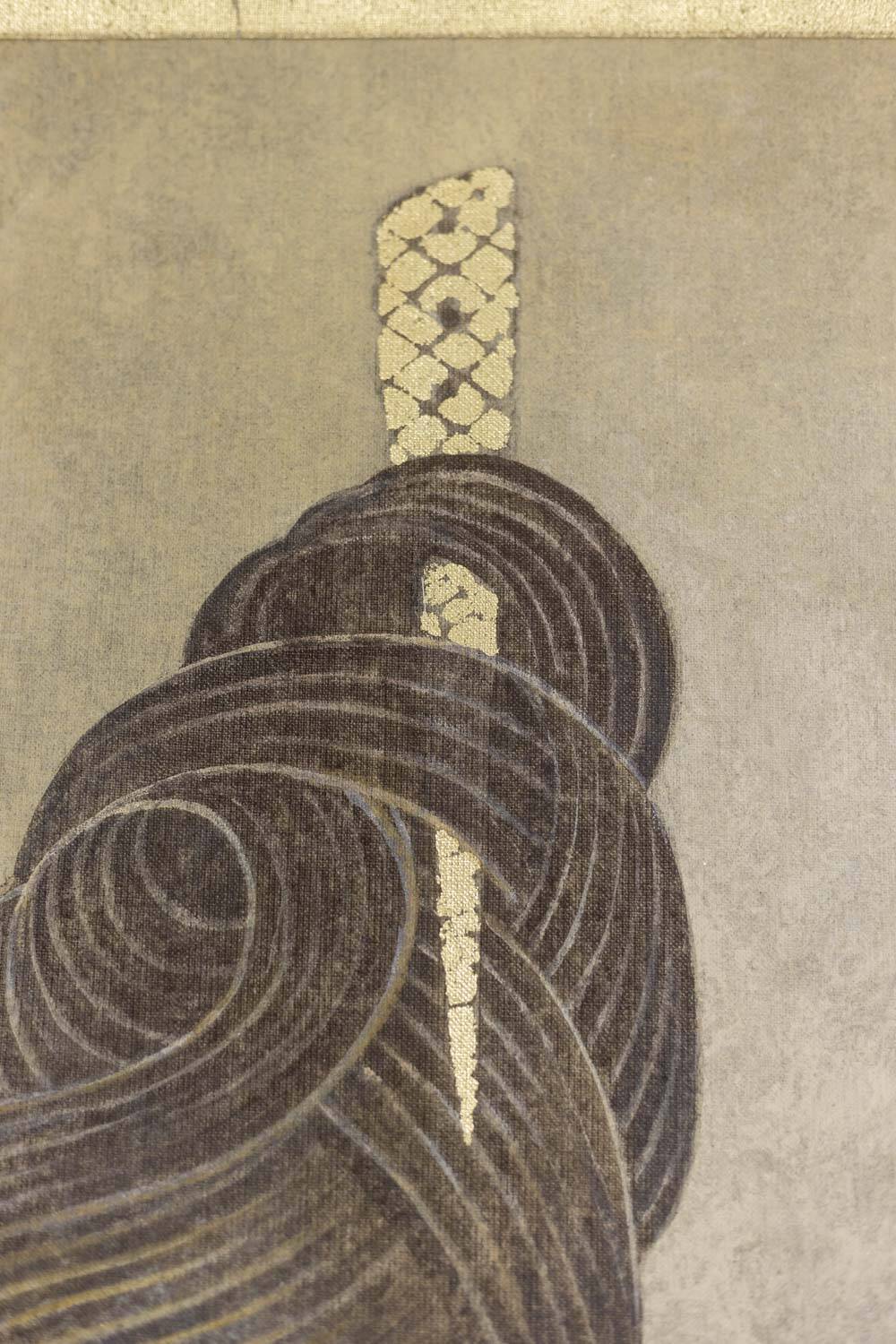 Painted canvas depicting an elegant, contemporary work