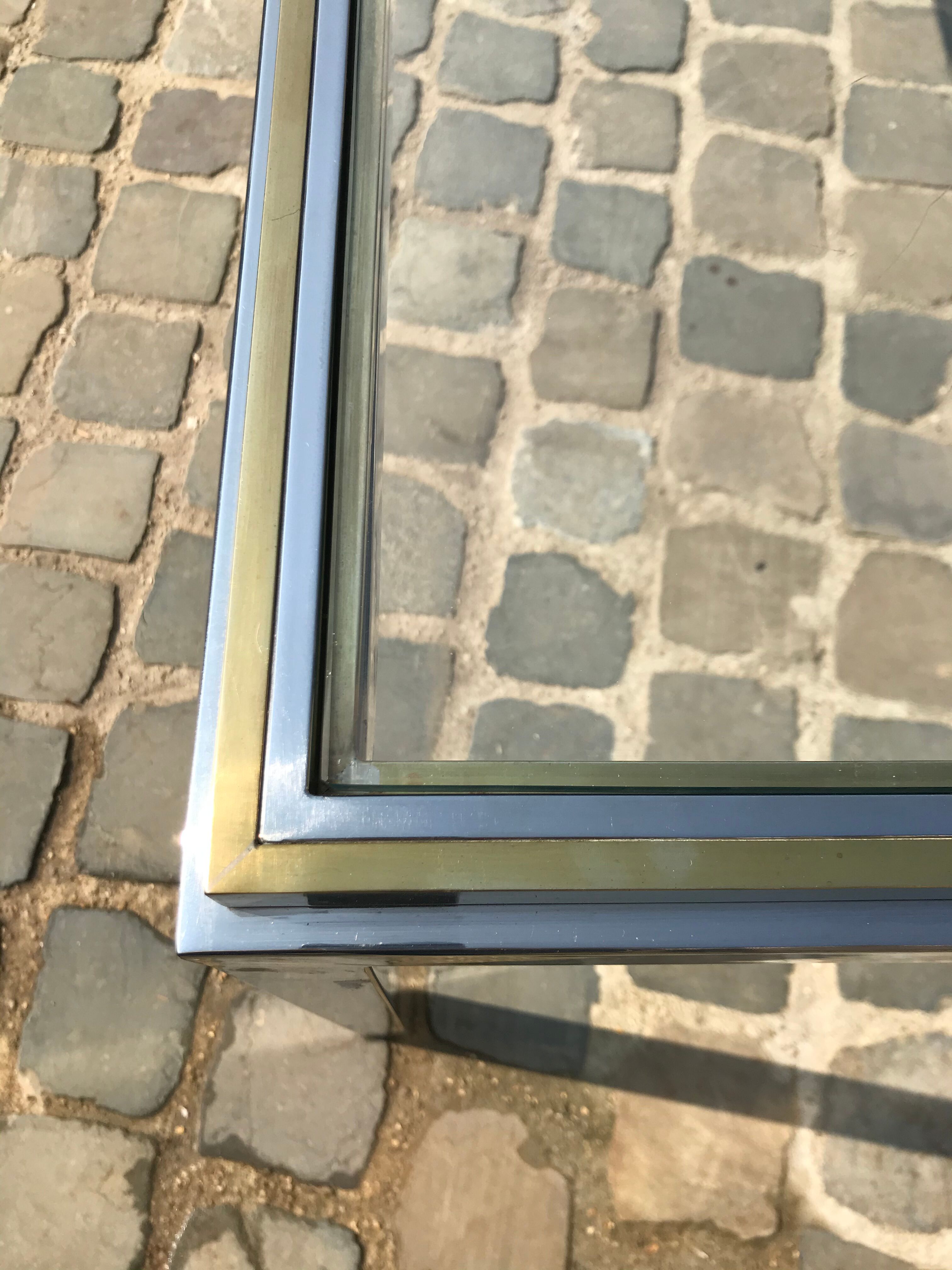 Table stainless glass and brass