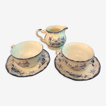 Set of 2 tea cups and milk jug Lancaster Sarreguemines