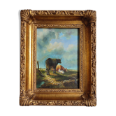 Antique oil painting on panel
