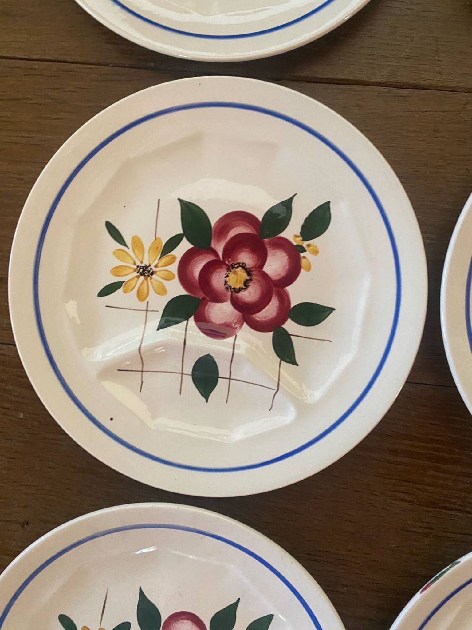 6 assiettes plates à compartiments Digoin Sarreguemines