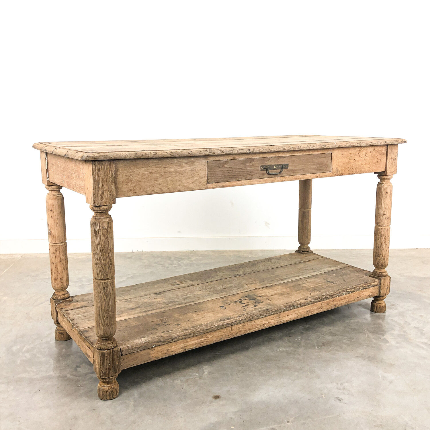 Antique bleeched oak drapers table 19th century
