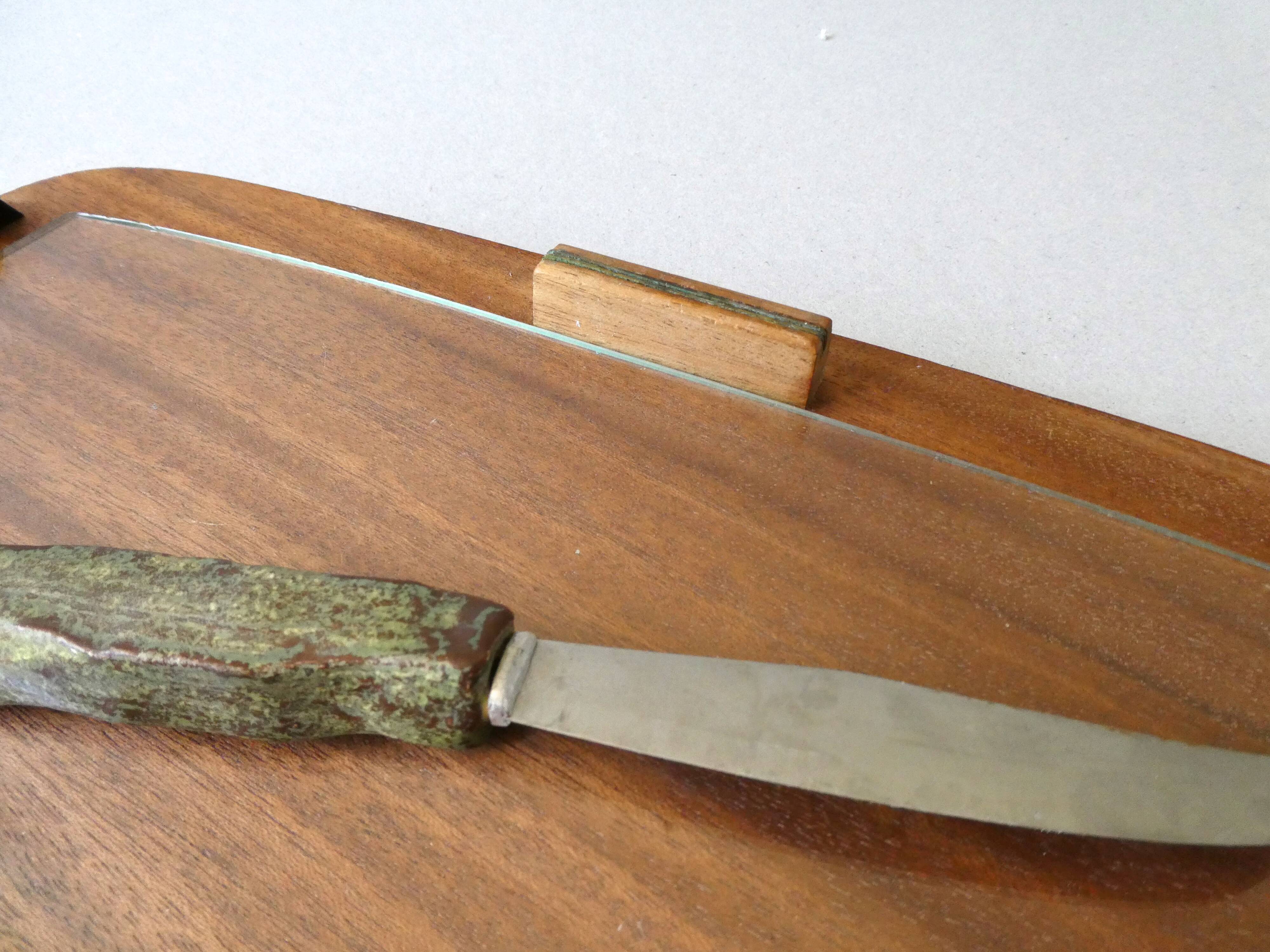 Teak and glass cheese platter, Scandinavian, 60s