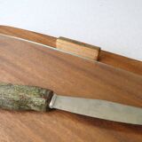 Teak and glass cheese platter, Scandinavian, 60s