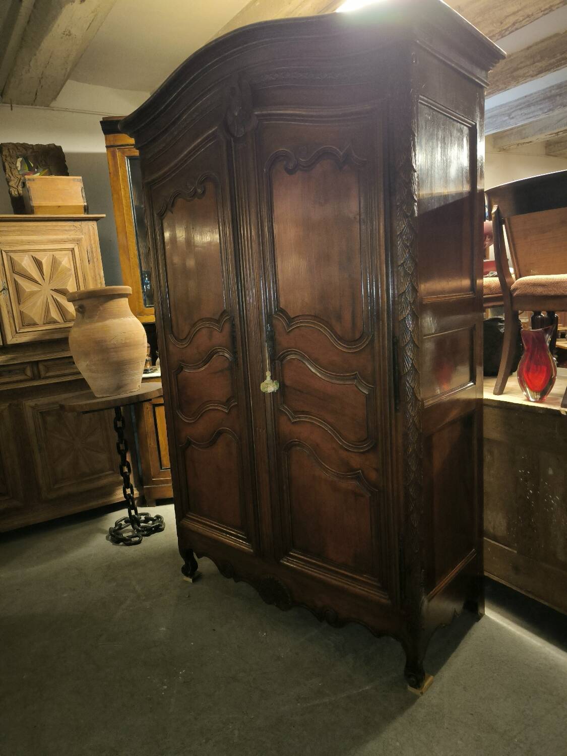 Louis XV period wardrobe in solid walnut
