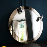 Round mirror with chrome spotlights 64x64cm