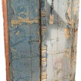 Blue patinated indian door with carved frame