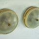 Lumi Milano, pair of wall or ceiling lamps in glass, brass and lacquer, 50s