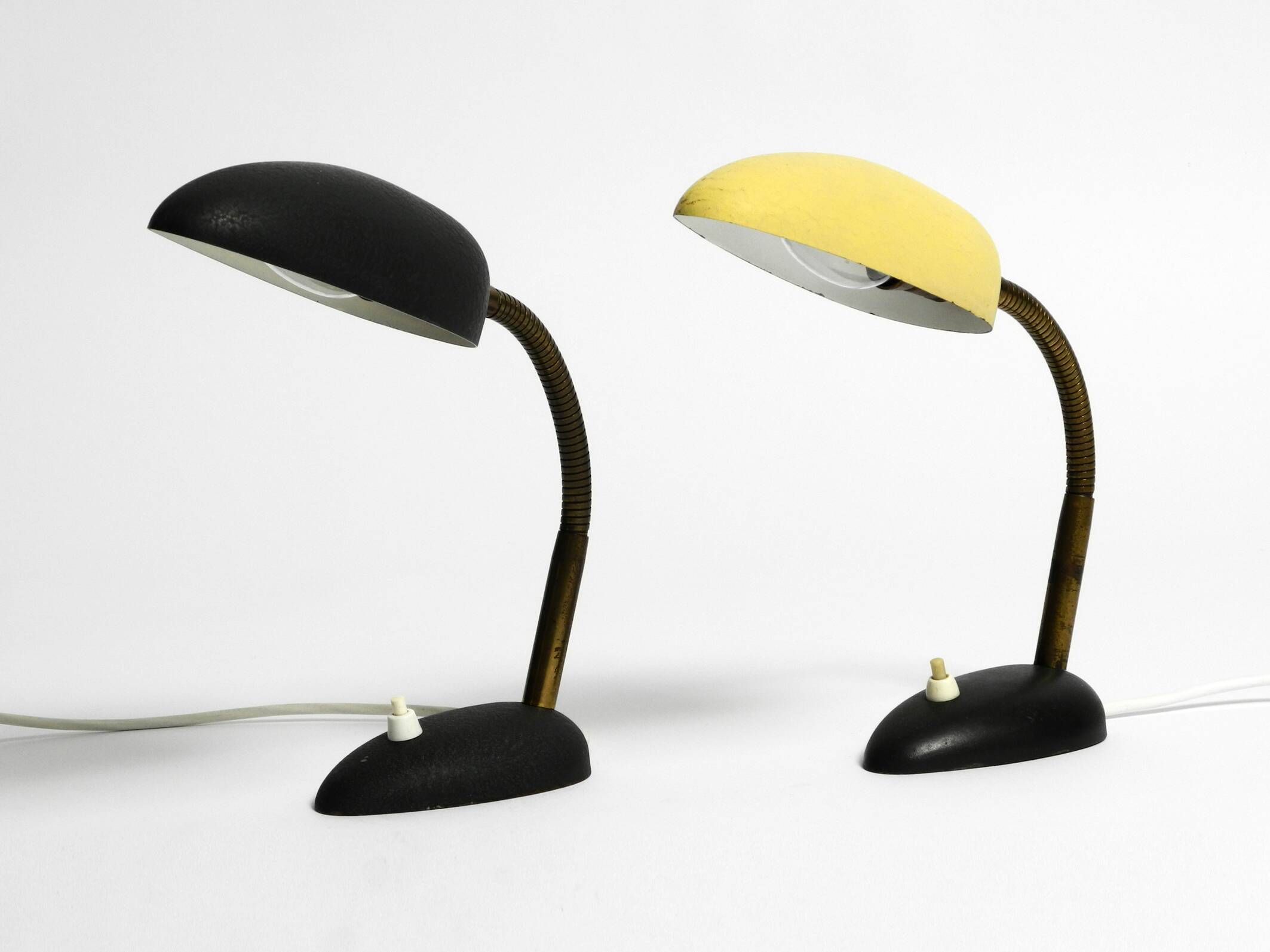 Pair of small 1950s metal table lamps with goosenecks by Gebrüder Cosack