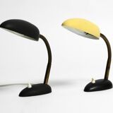 Pair of small 1950s metal table lamps with goosenecks by Gebrüder Cosack