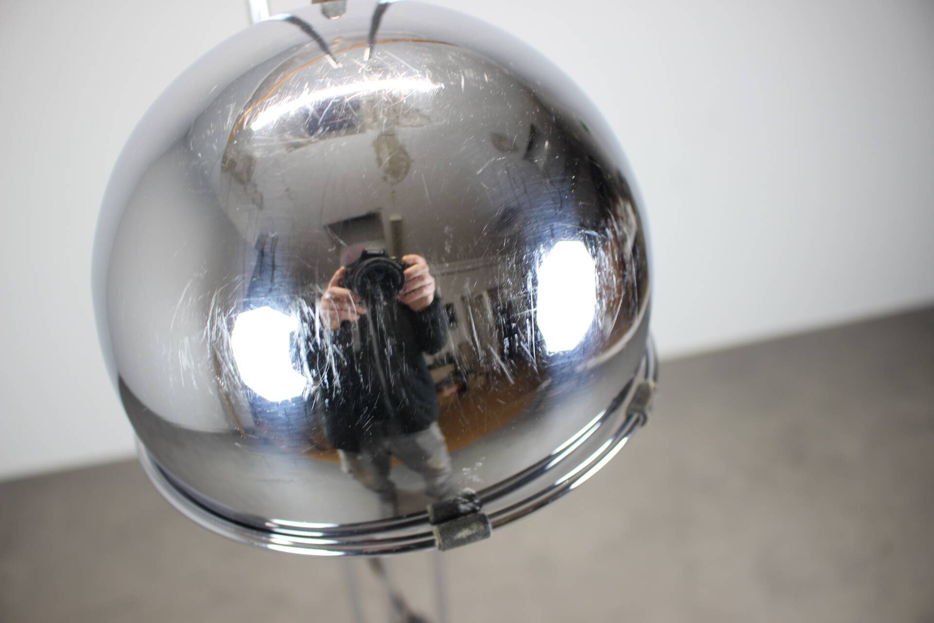 Lampadaire italien réglable en chrome Space Age, années 1960