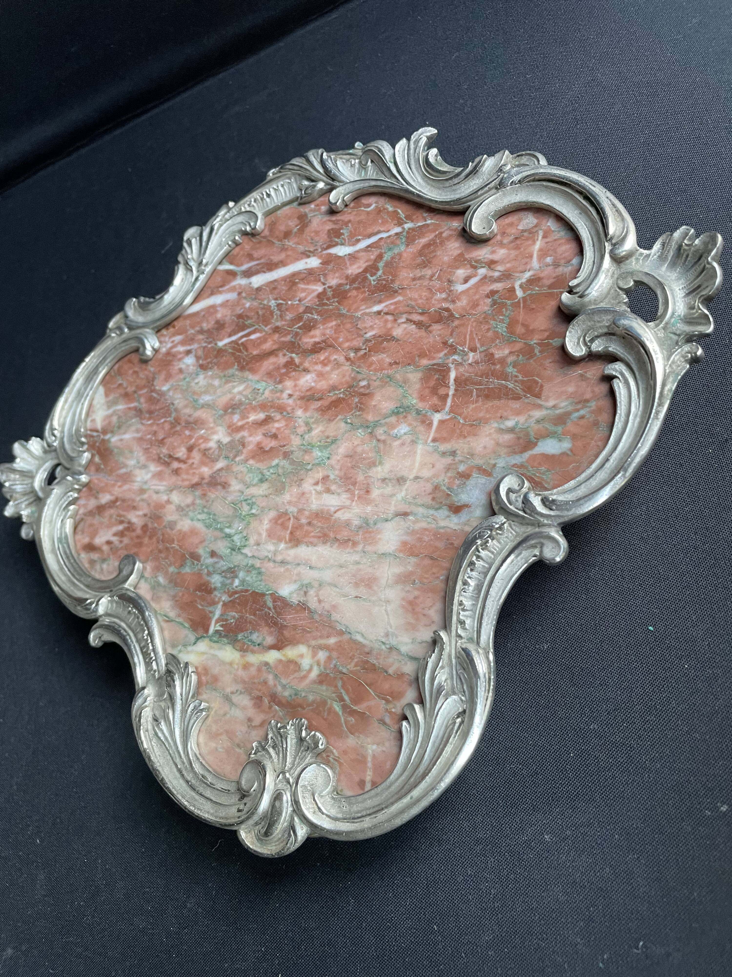 Base or support in marble and bronze silvered Louis XV-Rocaille style