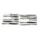 Set of 12 silver-plated metal table knives in Art Nouveau style.
