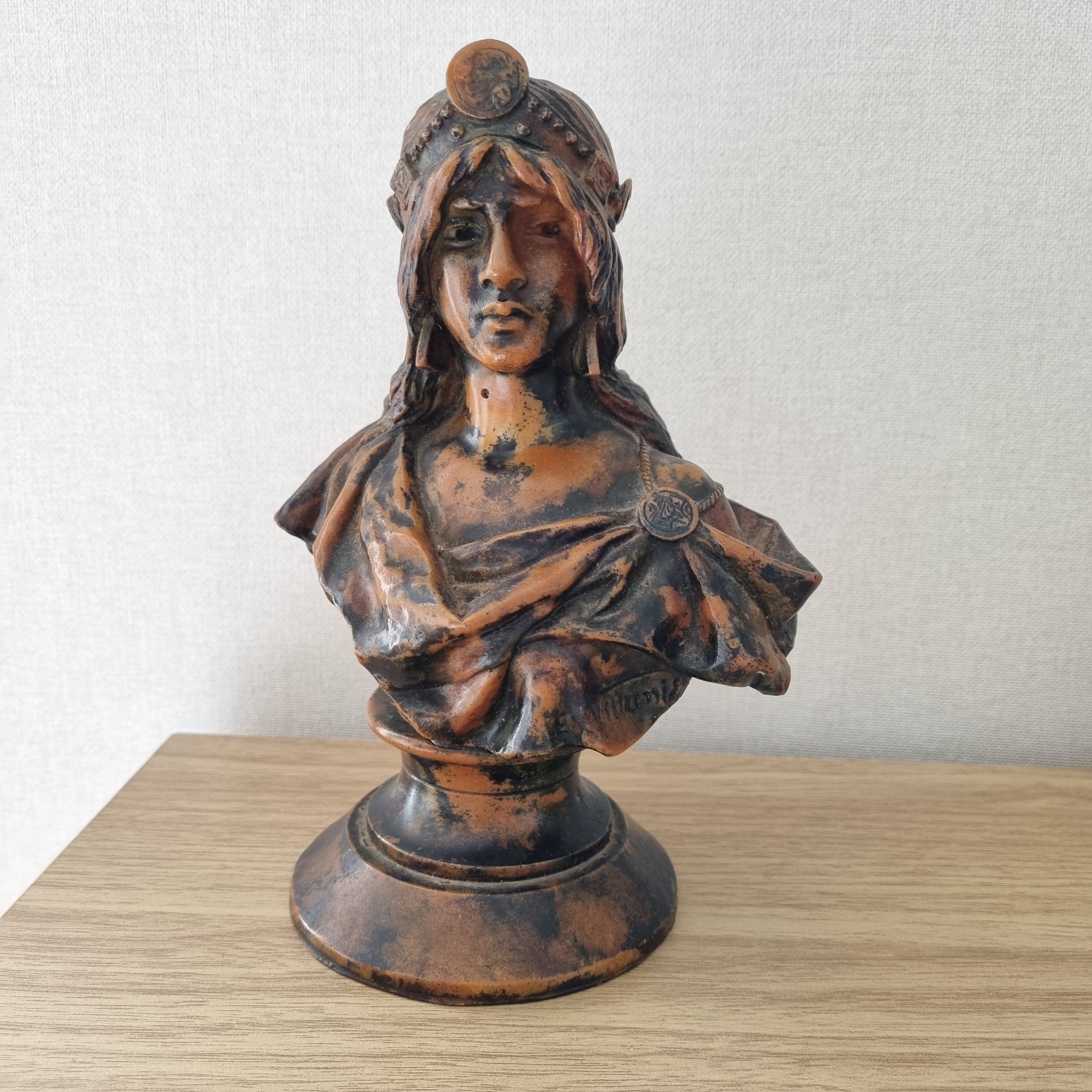 Bronze woman bust Emmanuel Villanis