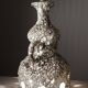 Large ceramic lamp base, fat lava, brutalist design, double lighting.