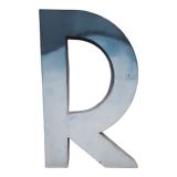 Letter of sign R metal zinc painted vintage 1950