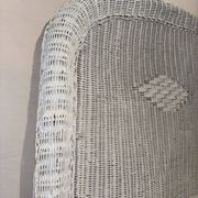Ensemble chambre rotin blanc : commode, miroir, lit, panier