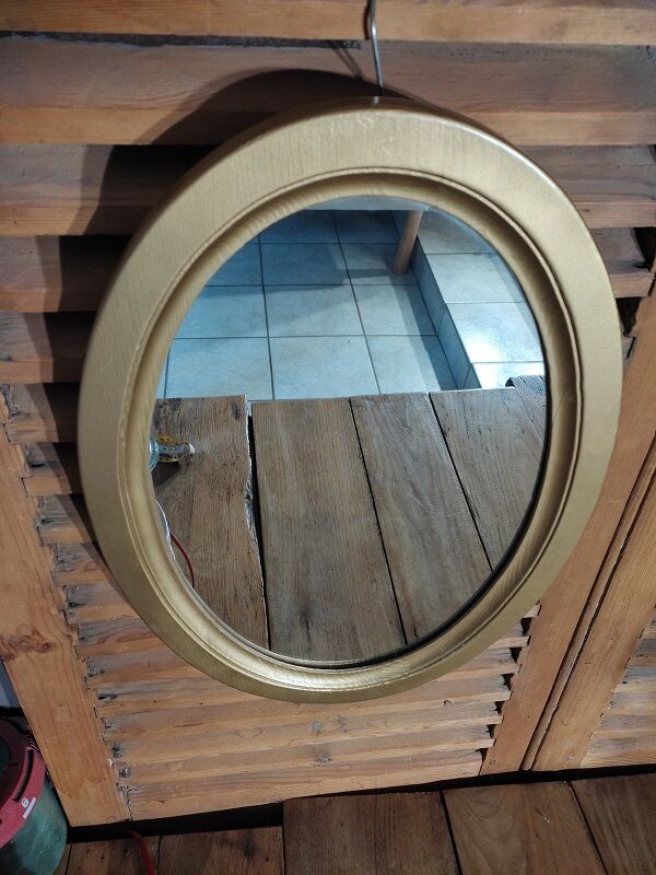Oval mirror frame wood patinated gilded ice, 49x36 cm