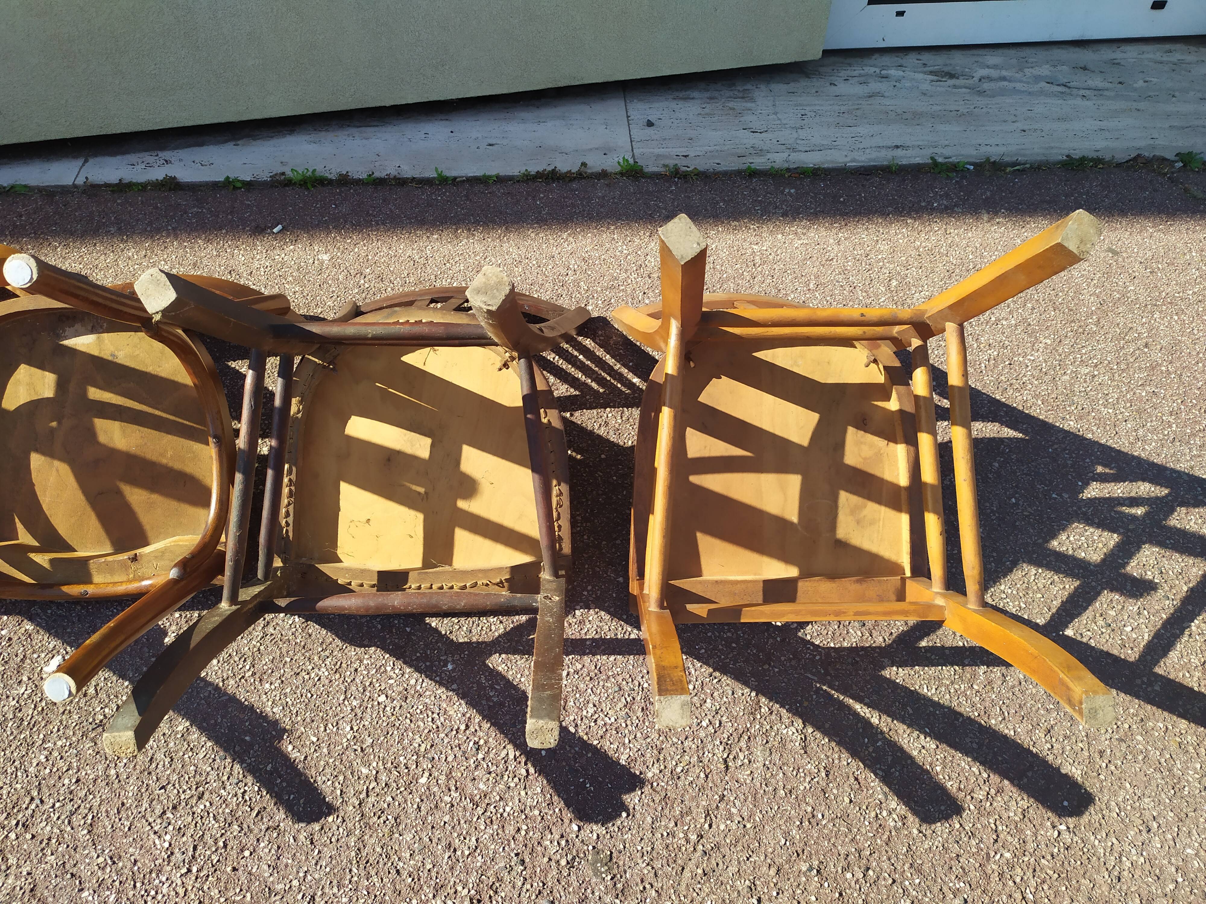 Set of 6 wooden bistro chairs 50/60s