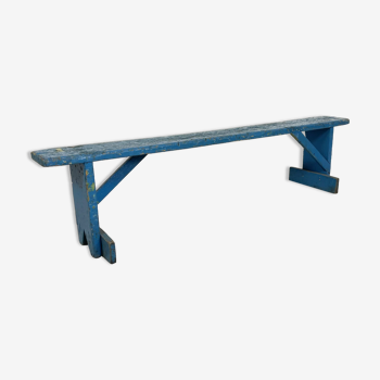 Blue painted wooden farmhouse bench