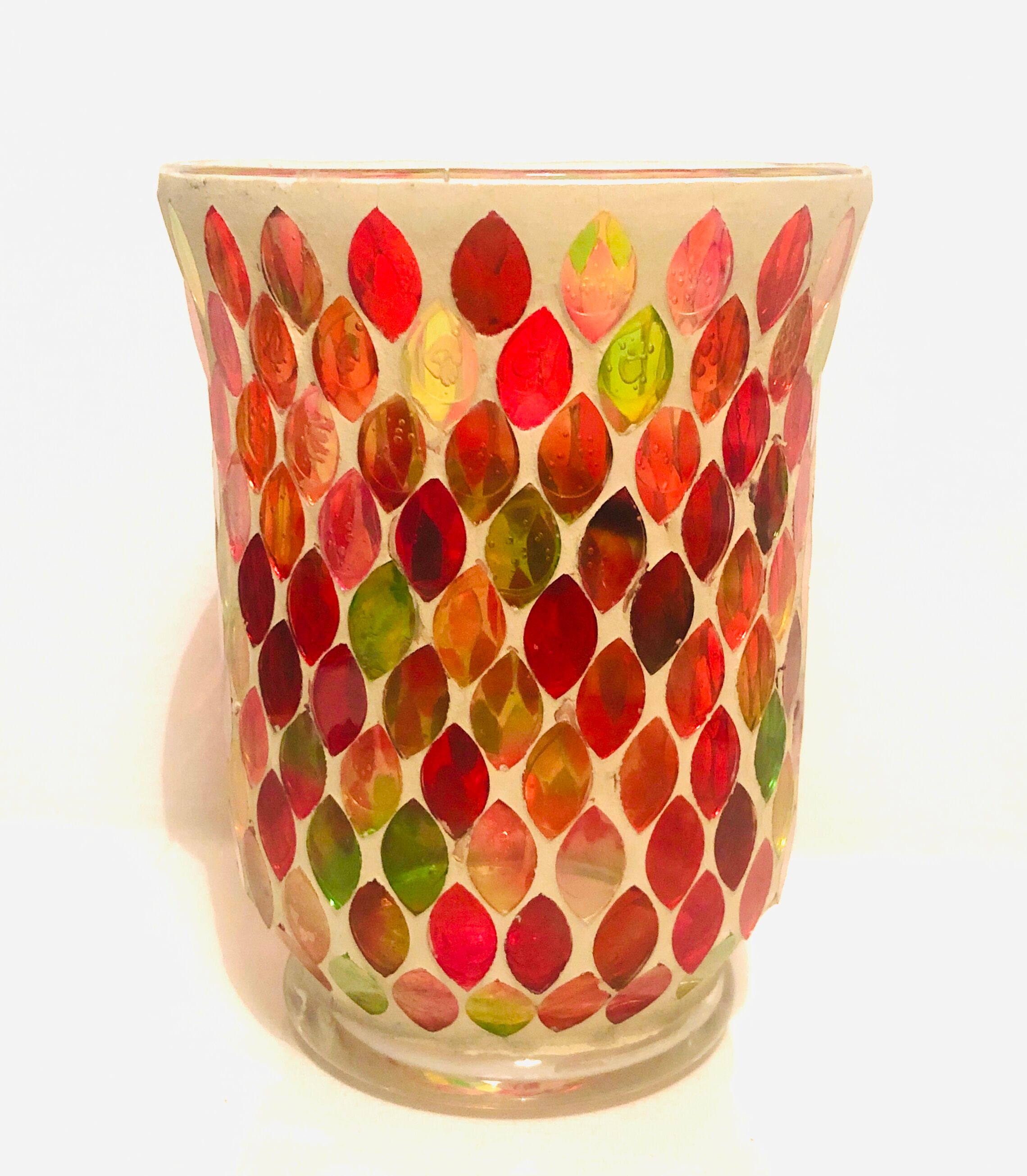 Mosaic stained glass photophore vase