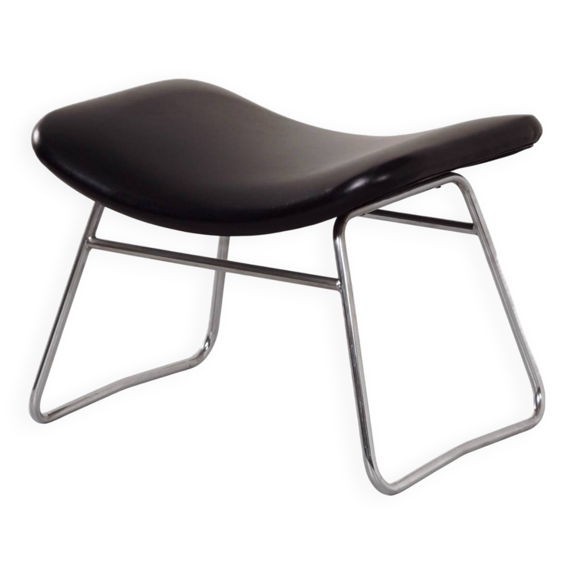 Vintage footstool by rudolf wolf & j.h. rohe for rohe noordwolde, 1960s | black skai