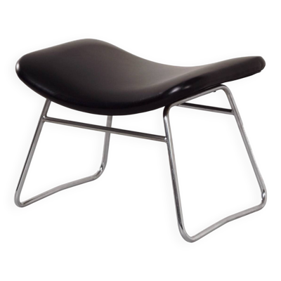 Repose-pieds vintage par rudolf wolf & jh rohe pour rohe noordwolde, années 1960   skai noir