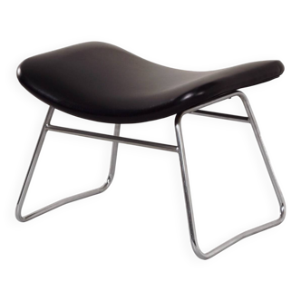 Vintage footstool by rudolf wolf & j.h. rohe for rohe noordwolde, 1960s | black skai