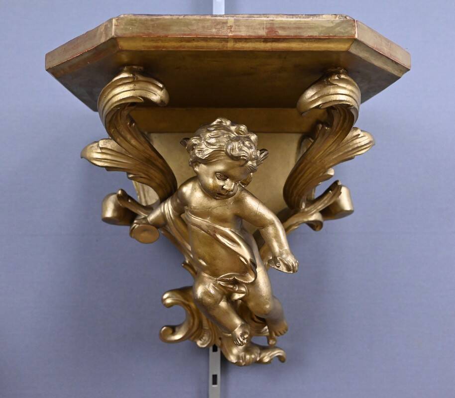 Pair of gilt wood wall consoles – late 19th century