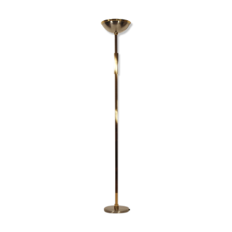 Lampadaire post moderniste chrome & laiton 1970s