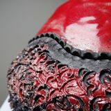 Vintage 2000s red and grey handmade raku jewellery box