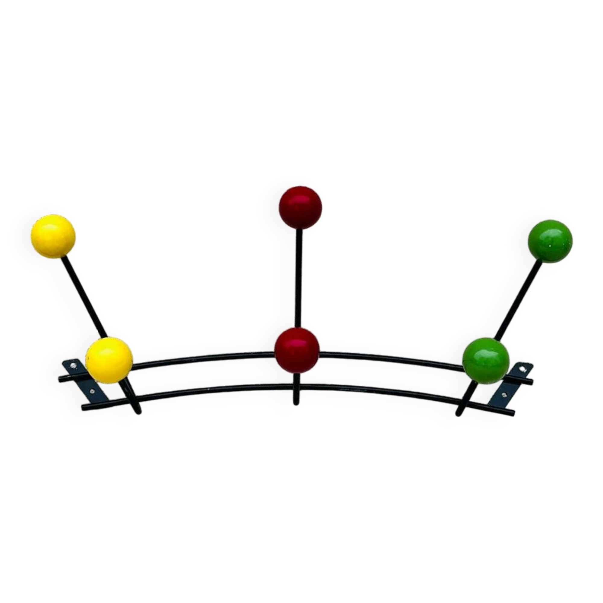 Vintage coat rack with 6 ball hooks 1960