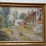 WATERCOLOR 1907 by Albert GYSEL Farm at LA MOTTE AU BOIS towards the North BOURRE