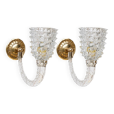 Ensemble de 2 appliques Art Déco en verre Rostrato de Murano par Barovier e Toso, 1