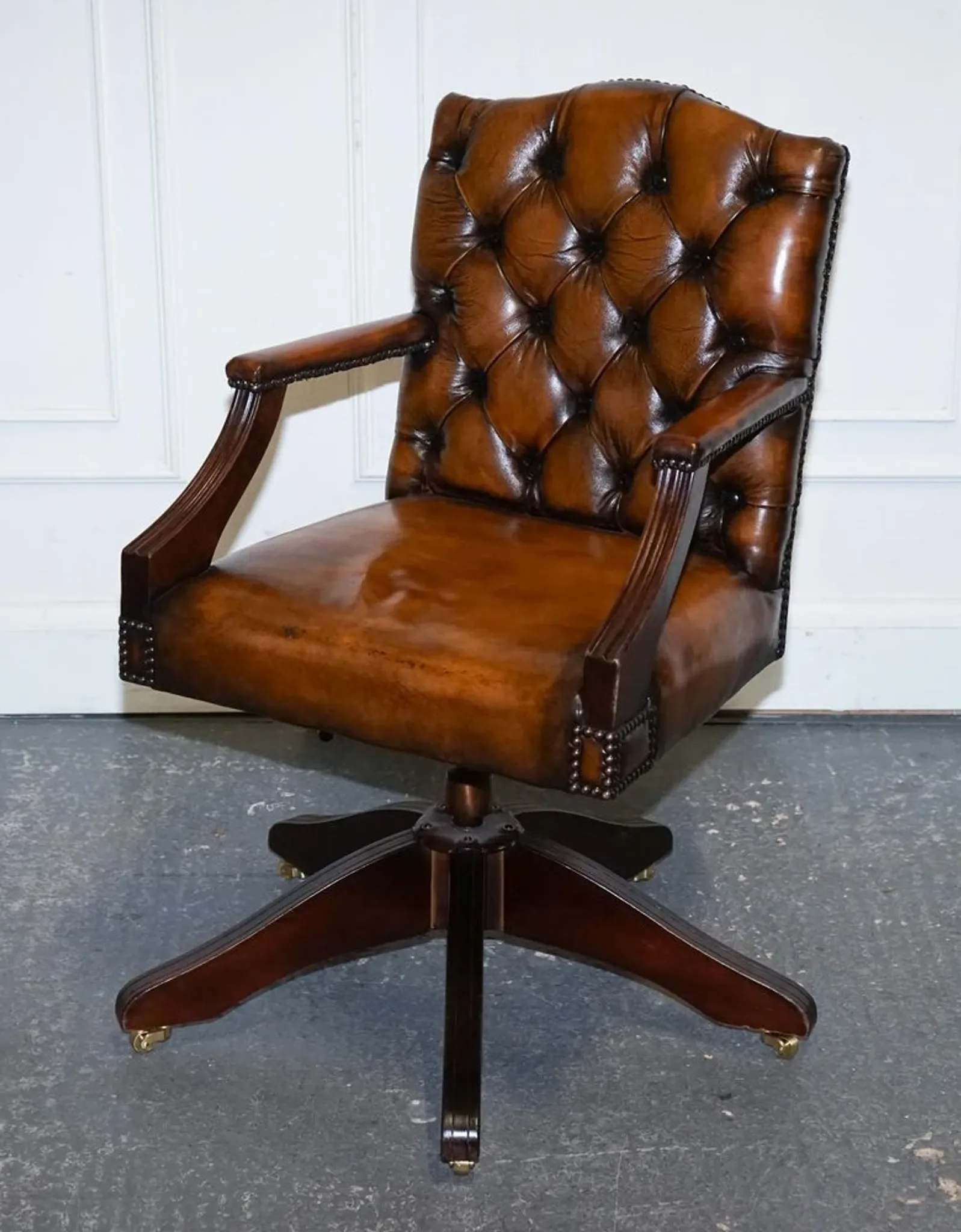 Chesterfield Director's Chair in Brown Cigar Leather