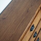 Belgian industrial oak apothecary cabinet, 1940s