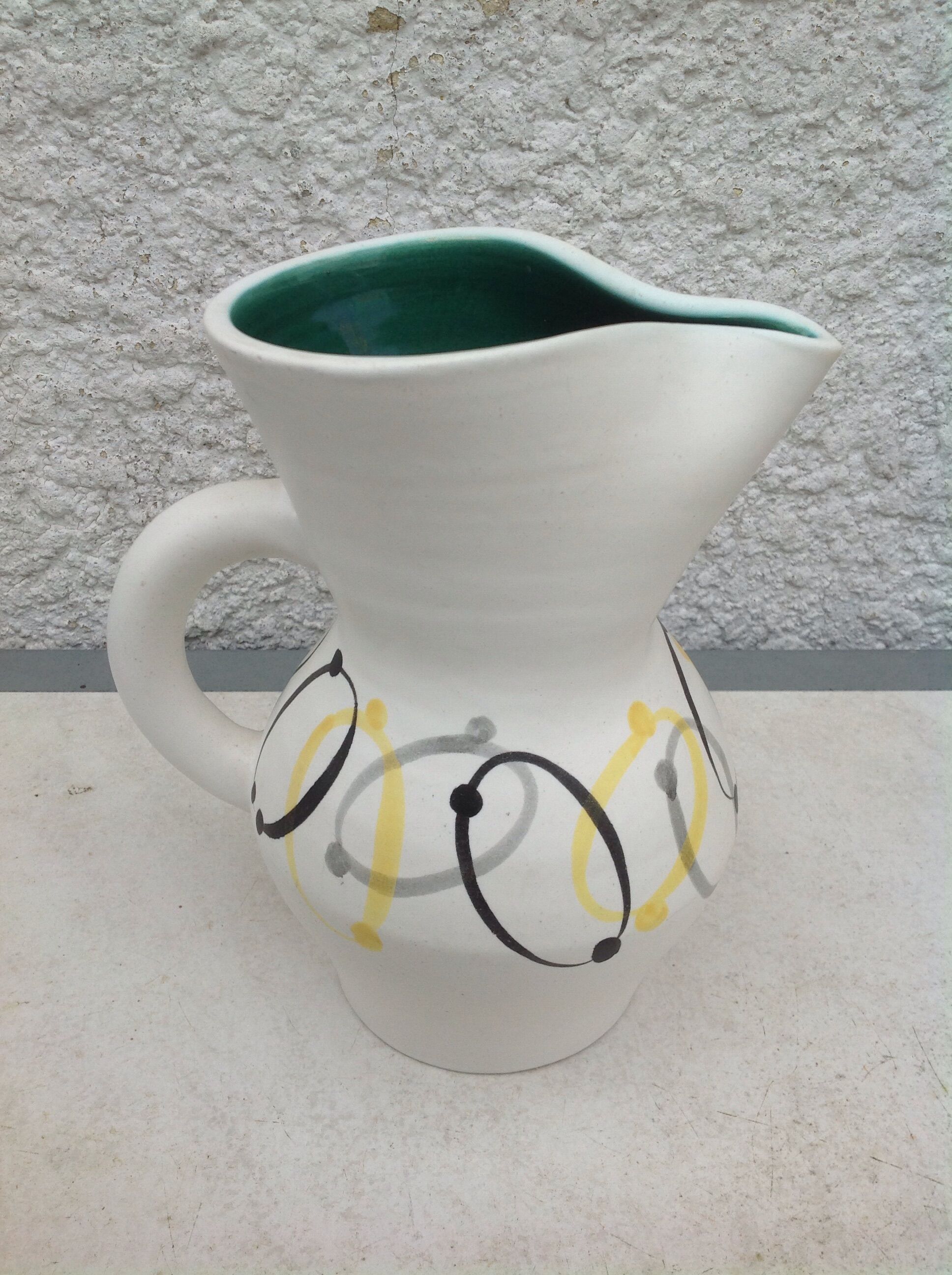 Pitcher earthenware André Baud Vallauris, DLG Chambost Blin Capron, vintage 50-60-70