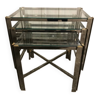 Chrome and glass nesting tables