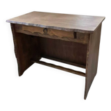 Brutalist desk in elm, signed Aranjou.