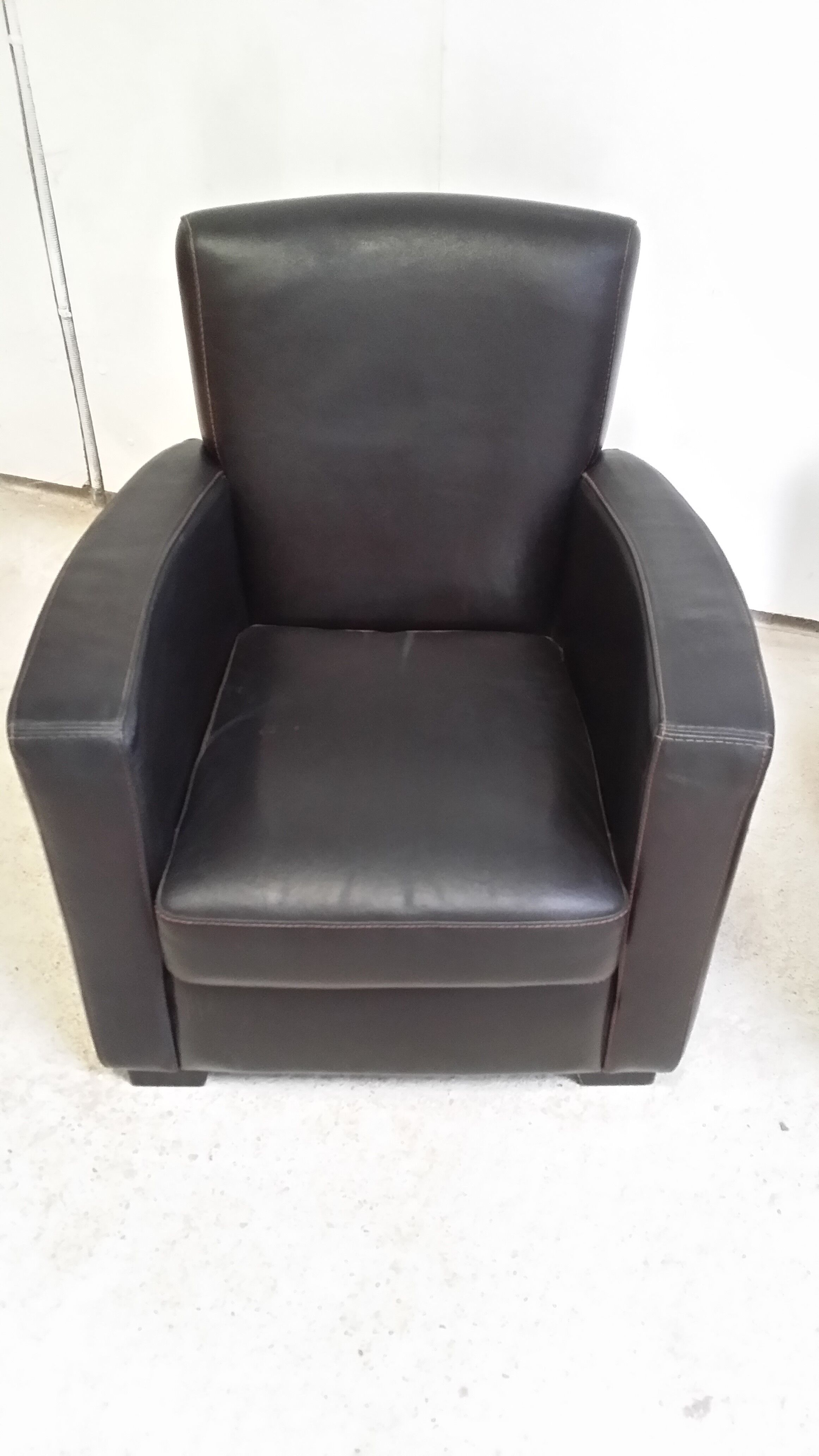 Pair of leather club armchairs