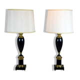 Paire de lampes laquées noires