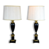 Pair of black lacquered lamps