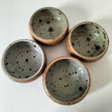 4 glazed pyrite stoneware bowls from the 70s