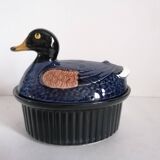 Zoomorphic duck terrine majolica slip