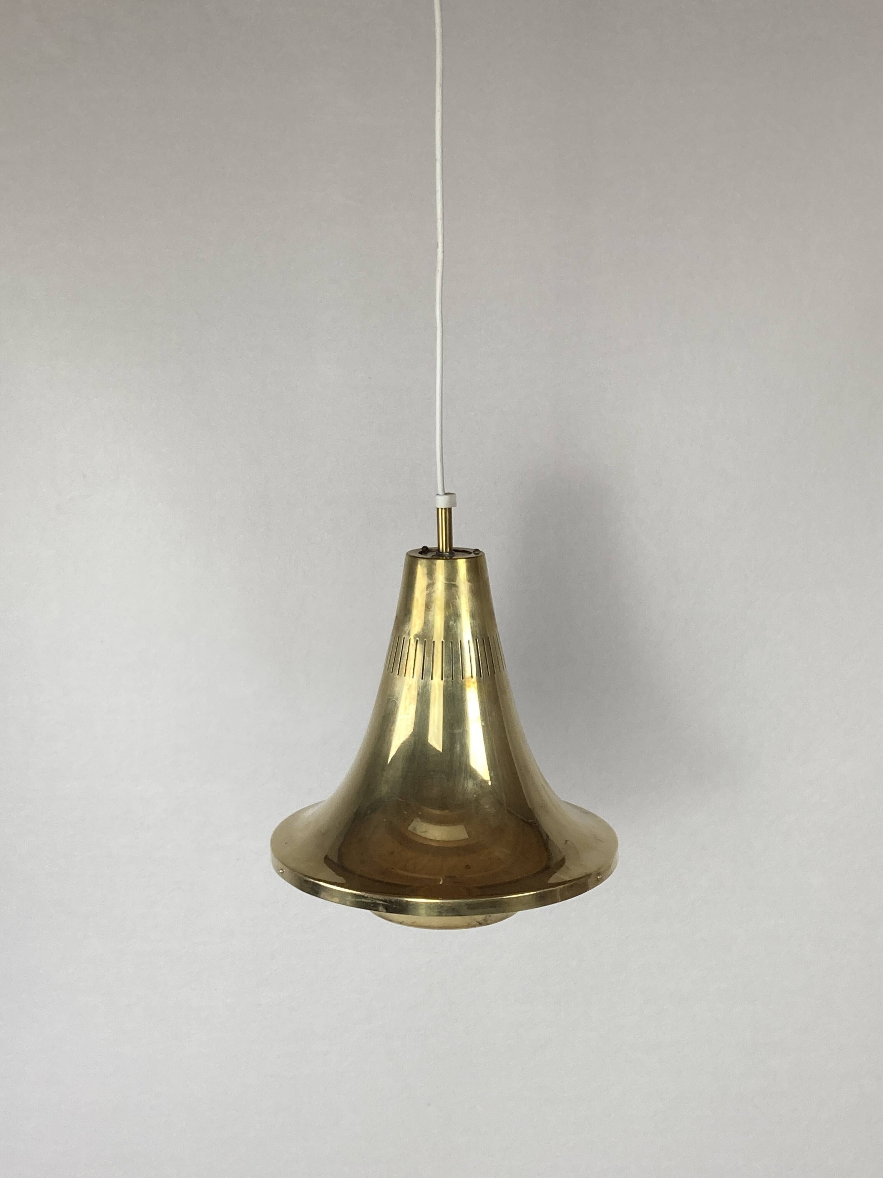 Scandinavian brass hanging pendant lamp by Hans Agne Jakobsson, Sweden 1960s
