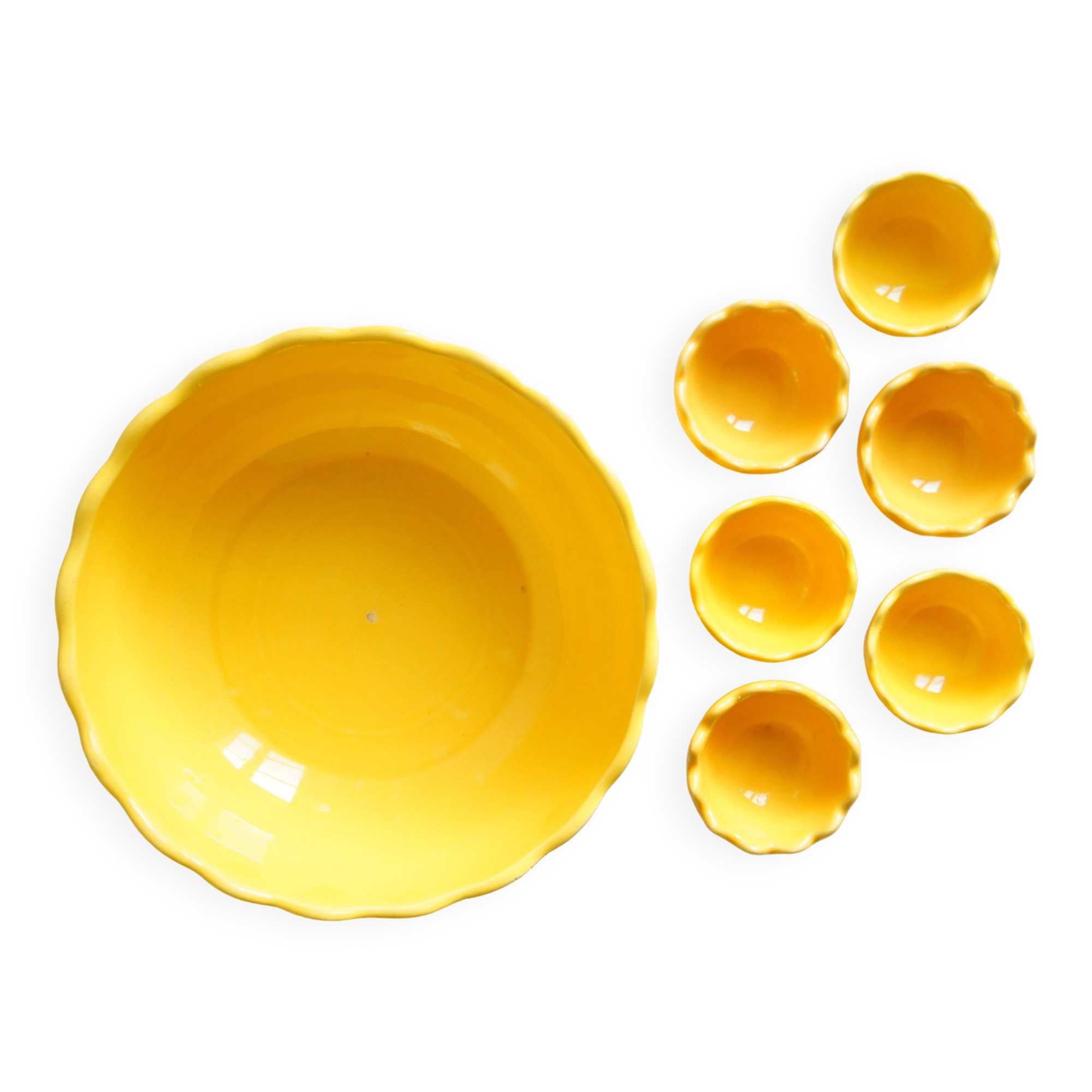 Set de saladier & 6 coquetiers jaune d 'or Afibel