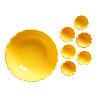 Set de saladier & 6 coquetiers jaune d 'or Afibel