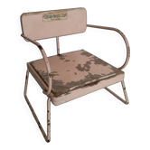 Vintage doll potty chair, wood and metal, pink, Bébéconfort