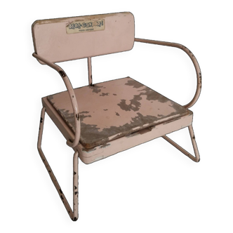 Chaise pot de poupée  vintage ,en bois et métal  , rose , Bébéconfort